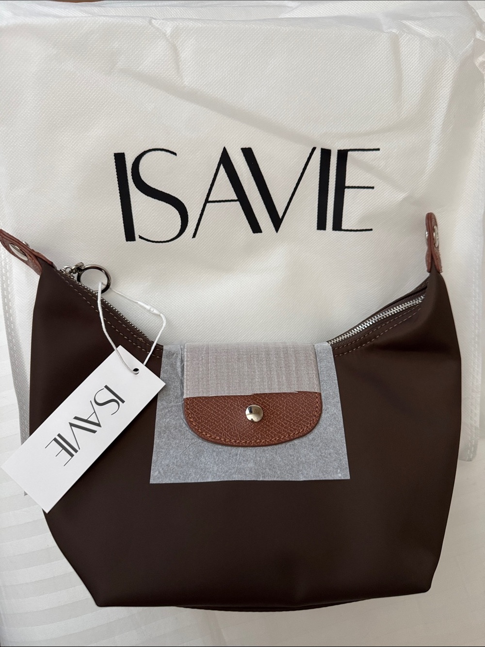 Isavie Brown Nylon Convertible Bag